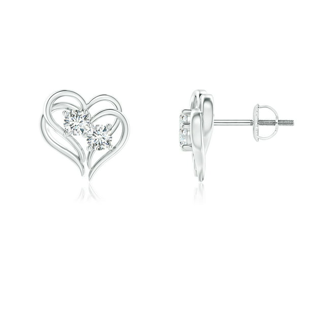 Details about   14K White Gold Heart Birthstone Stud Screwback Earrings